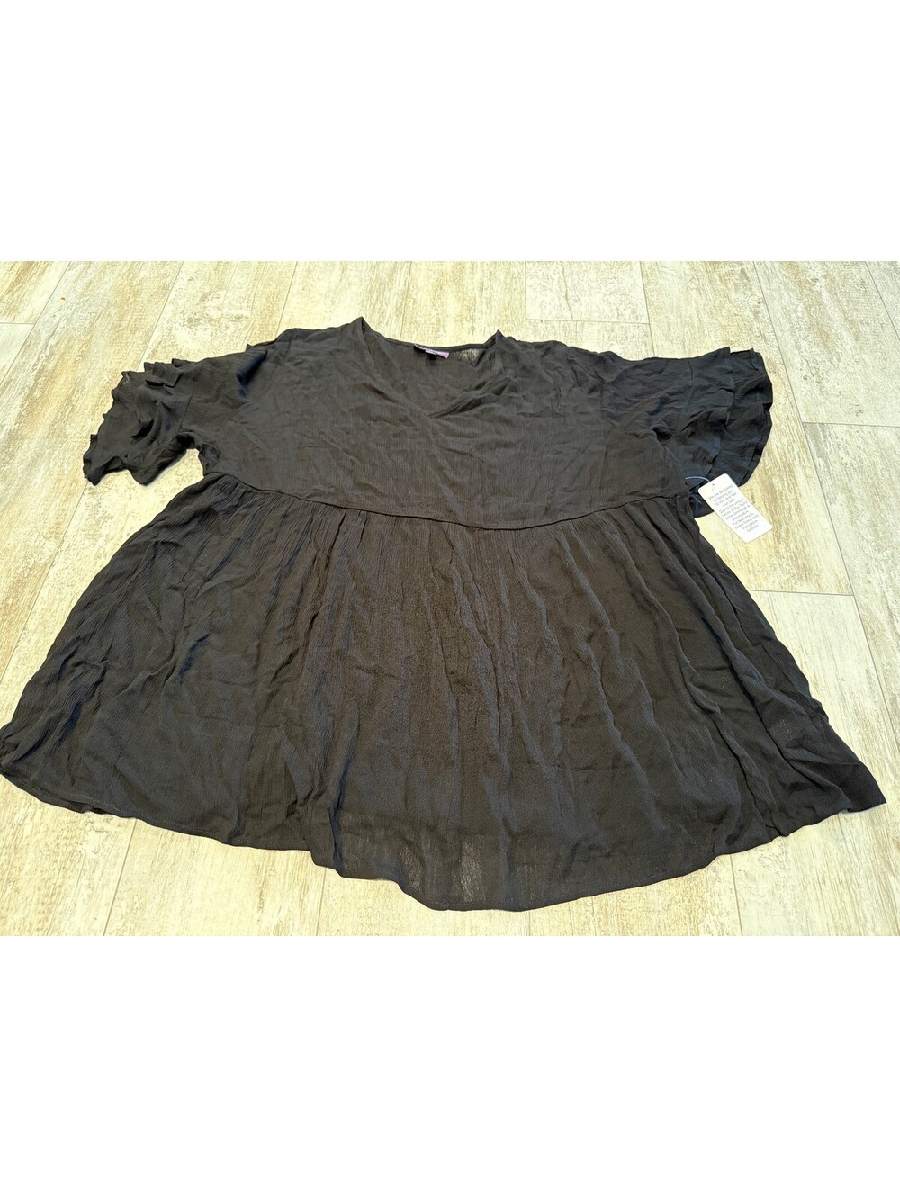 Roamans Womens 22W Black Flowy Tunic Top Lagenlook
